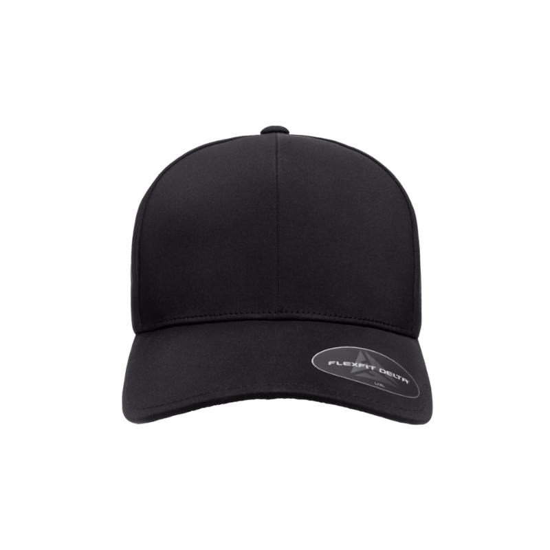 DELTA-PERF-ADJ-BLK Delta Black Perforated Cap with Velcro Hook & Loop Adjustable Fit