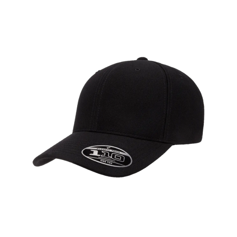 110P-BLK 110 Fit Black Cap Cool & Dry Mini Pique Adjustable Fit