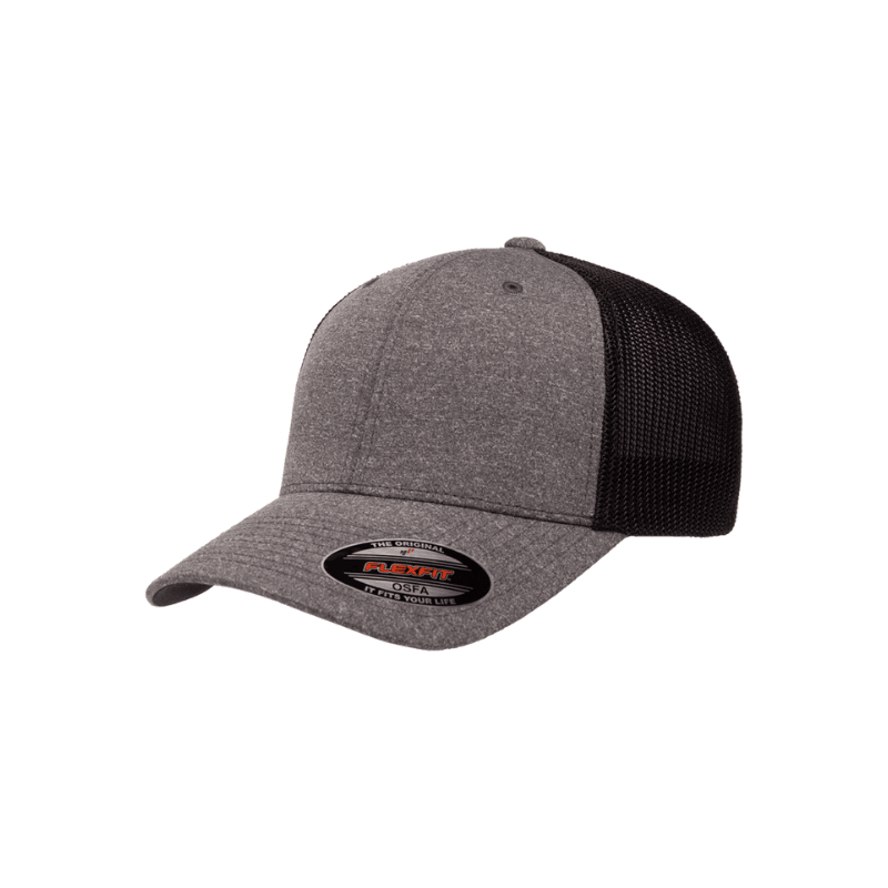 6311-DH/B Trucker Dark Heather Grey and Melange Black Cap Fitted