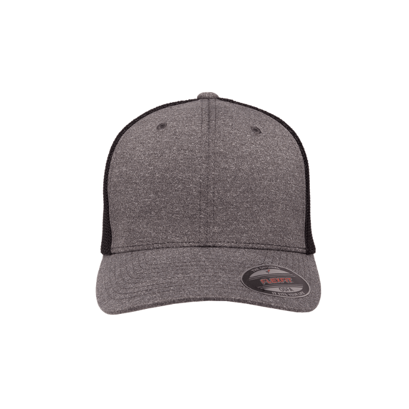 6311-DH/B Trucker Dark Heather Grey and Melange Black Cap Fitted