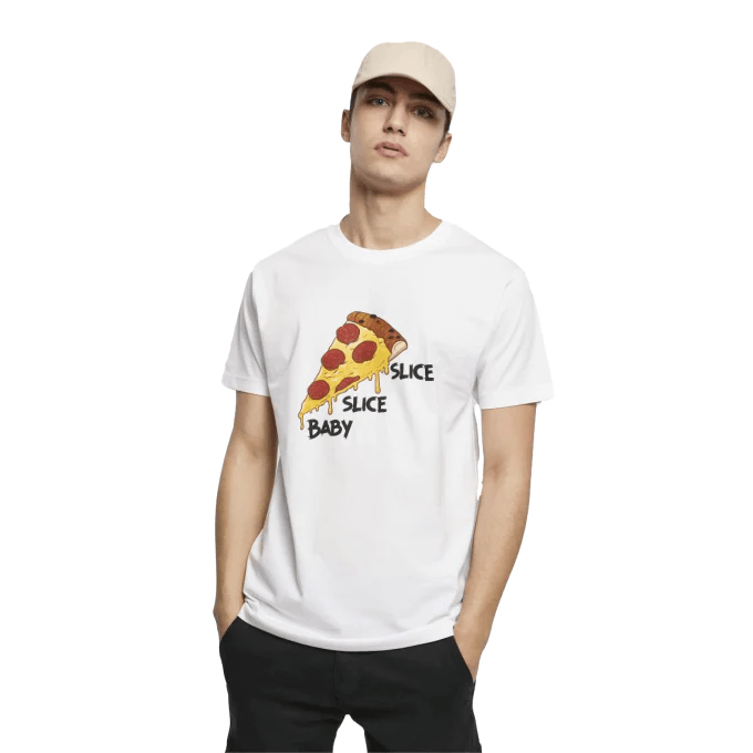 Mister Tee Pizza "Slice Slice Baby" White Tee
