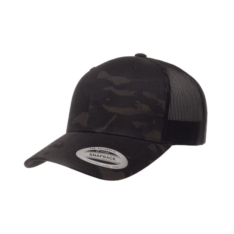 6606MC-BLK Retro Trucker Multicam Black Cap Adjustable Fit