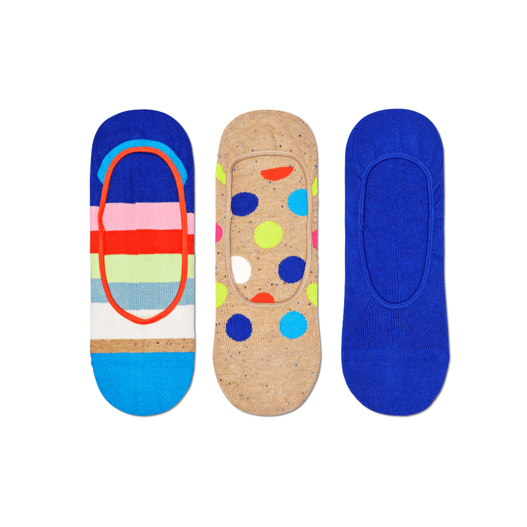 Happy Socks 3-Pack Big Dot Stripe Liner Sock (36-40)
