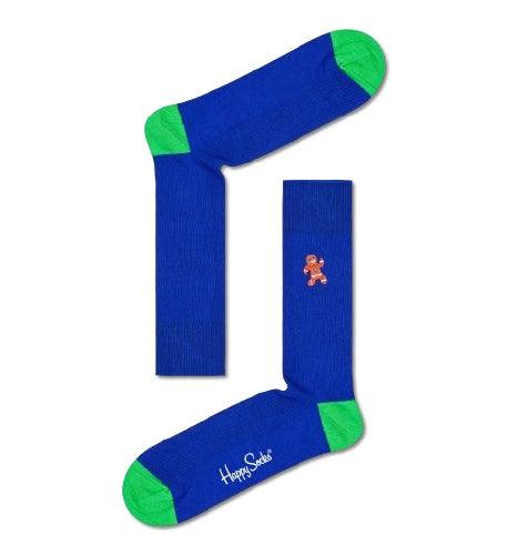 Ribbed Embroidery Gingerbread Man Crew Sock Adult Sock Size (41-46)