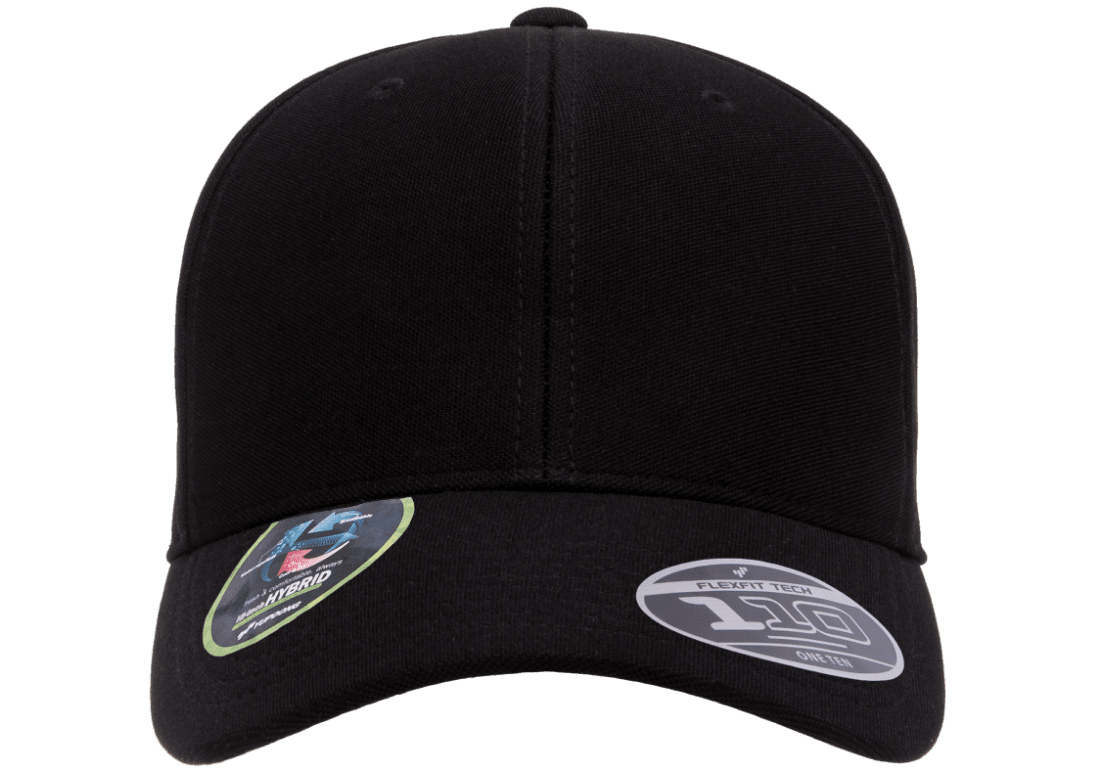 110P-BLK 110 Fit Black Cap Cool & Dry Mini Pique Adjustable Fit