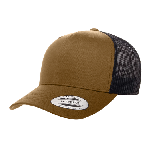 6606T-CYTB/BLK Retro Trucker Coyote Brown & Black Cap Adjustable Fit
