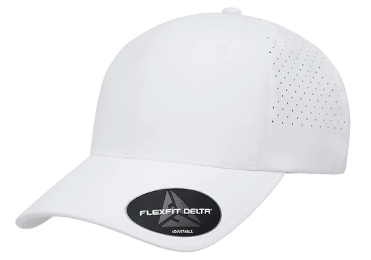 DELTA-PERF-ADJ-WHT Delta White Special Perforated  Cap with Adjustable Fit