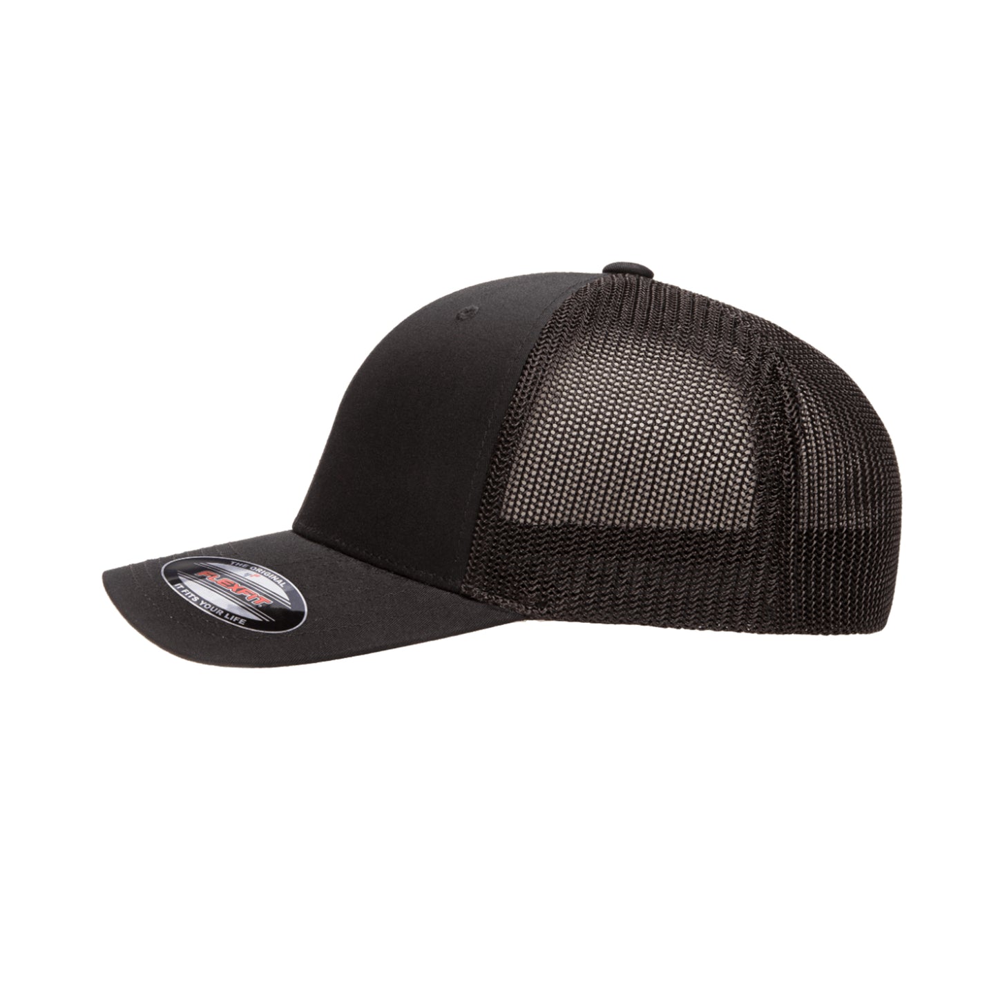 6511-BLK Fitted trucker Black Cap Fitted