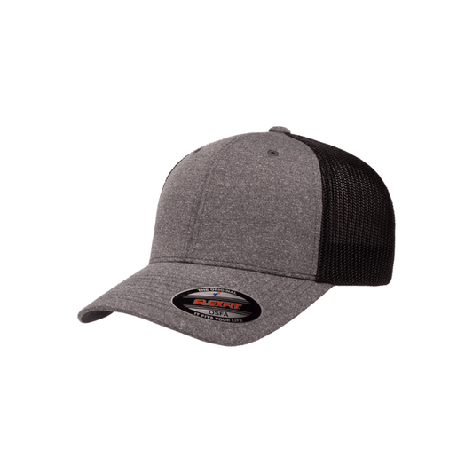 6311-DH/B Fitted Trucker Dark Heather Grey and Melange Black Cap Fitted