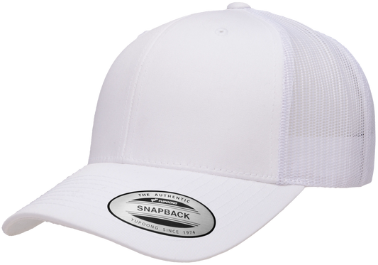 6606-WHT Retro Trucker White Cap