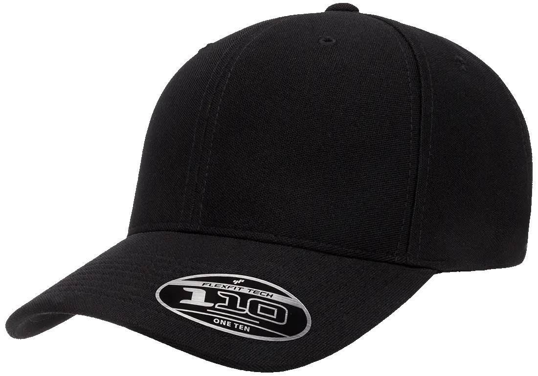 110P-BLK 110 Fit Black Cap Cool & Dry Mini Pique Adjustable Fit