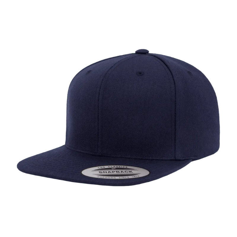 6089M-NVY Classic Snapback Navy Flat Peak Cap Adjustable Fit