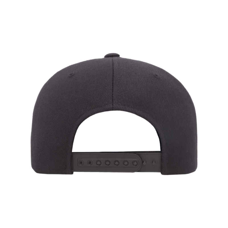 6089M-BLK Classic Snapback Black Flat Peak Cap Adjustable Fit