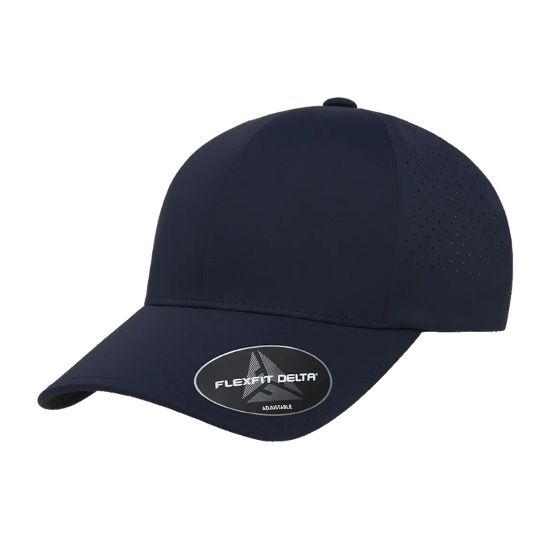 DELTA-PERF-ADJ-NVY Delta Navy Perforated Cap with Velcro Hook & Loop Adjustable Fit