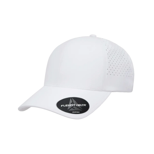 DELTA-PERF-ADJ-WHT Delta White Special Perforated  Cap with Adjustable Fit