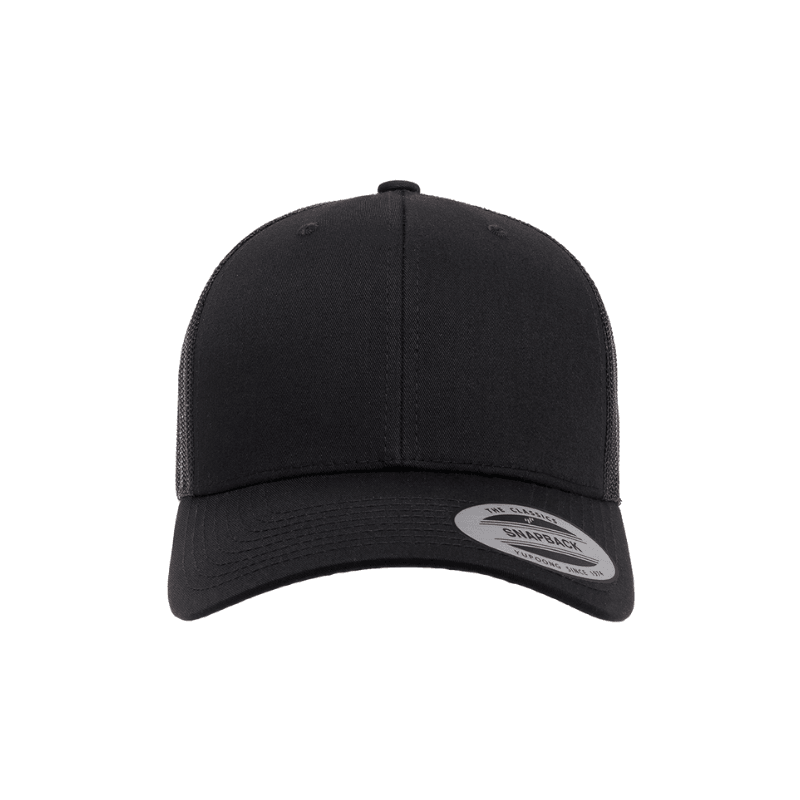 6606-BLK Retro Trucker Black Cap Adjustable Fit