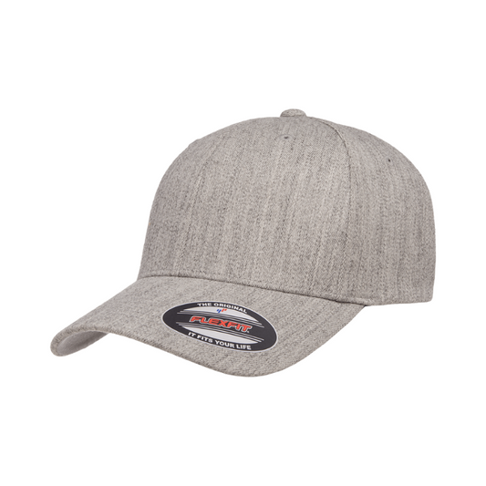6477-HG Wool Blend Baseball Heather Grey Fitted Cap