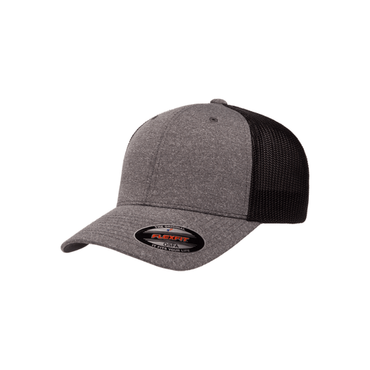 6311-DH/B Fitted Trucker Dark Heather and Melange Black Cap Fitted