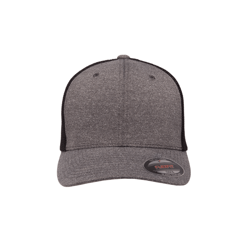 6311-DH/B Fitted Trucker Dark Heather and Melange Black Cap Fitted