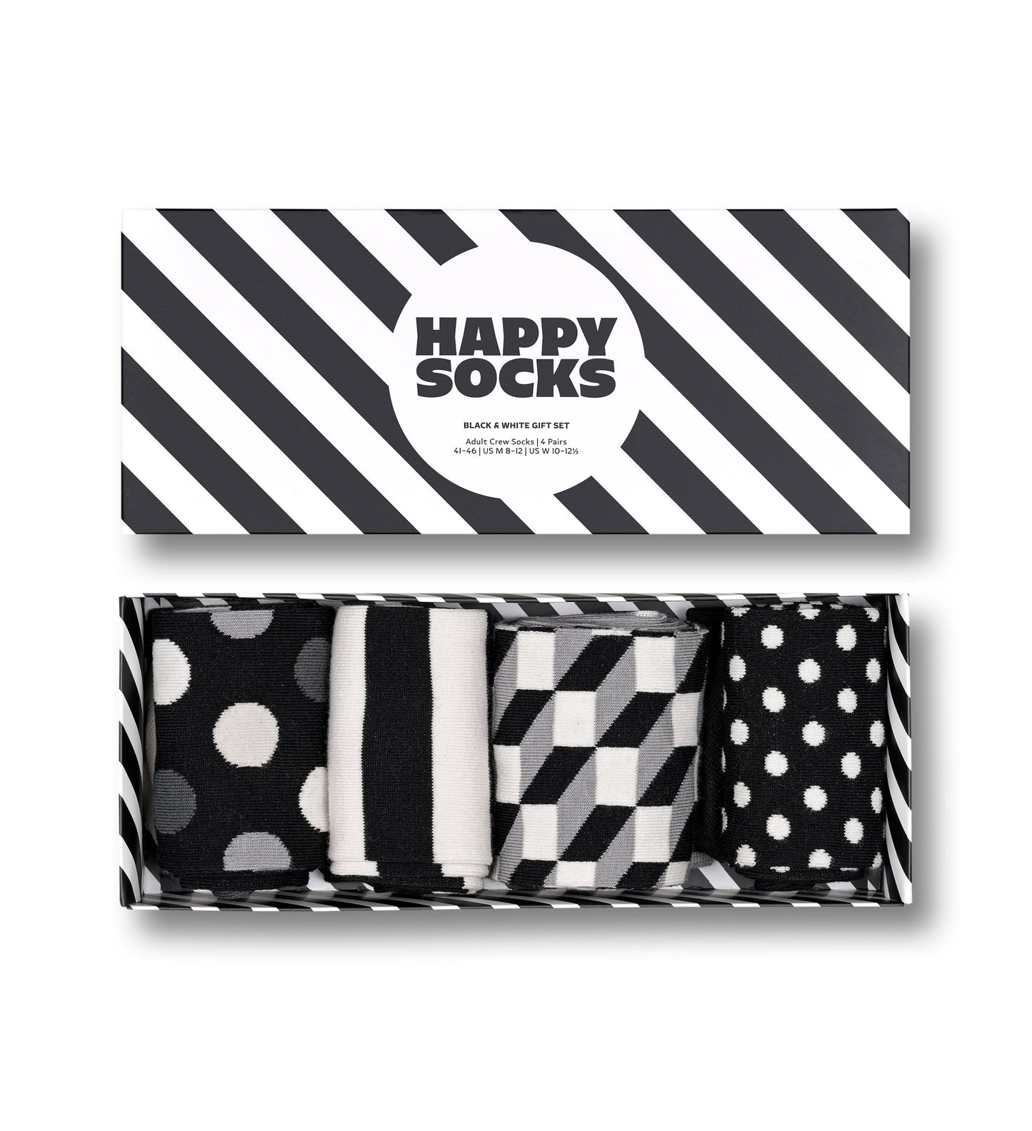 4-Pack Classic Black & White Socks Gift Set (41-46)