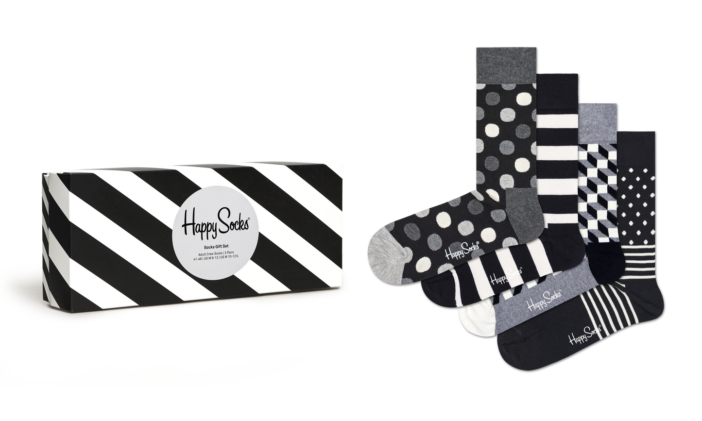 4-Pack Classic Black & White Socks Gift Set (41-46)