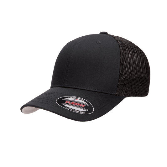 6511-BLK Fitted trucker Black Cap Fitted