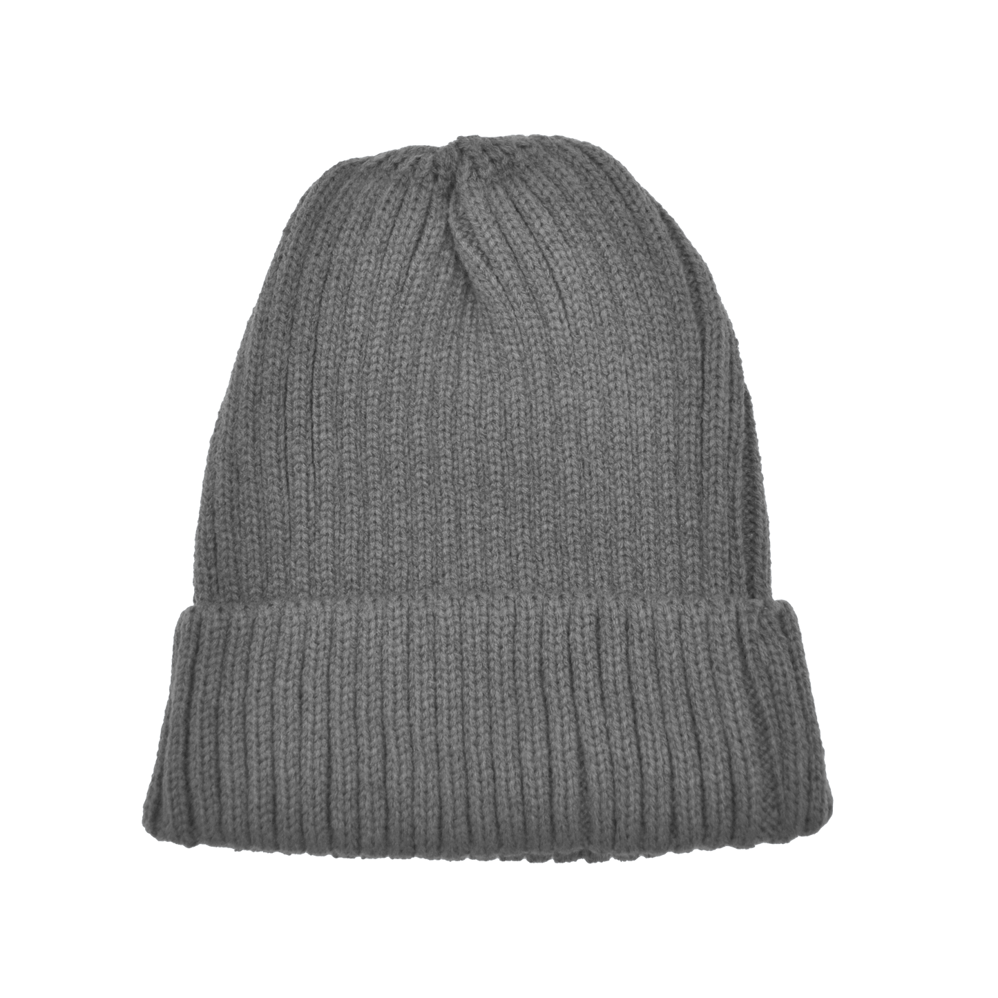 Knitted Ribbed Grey Beanie