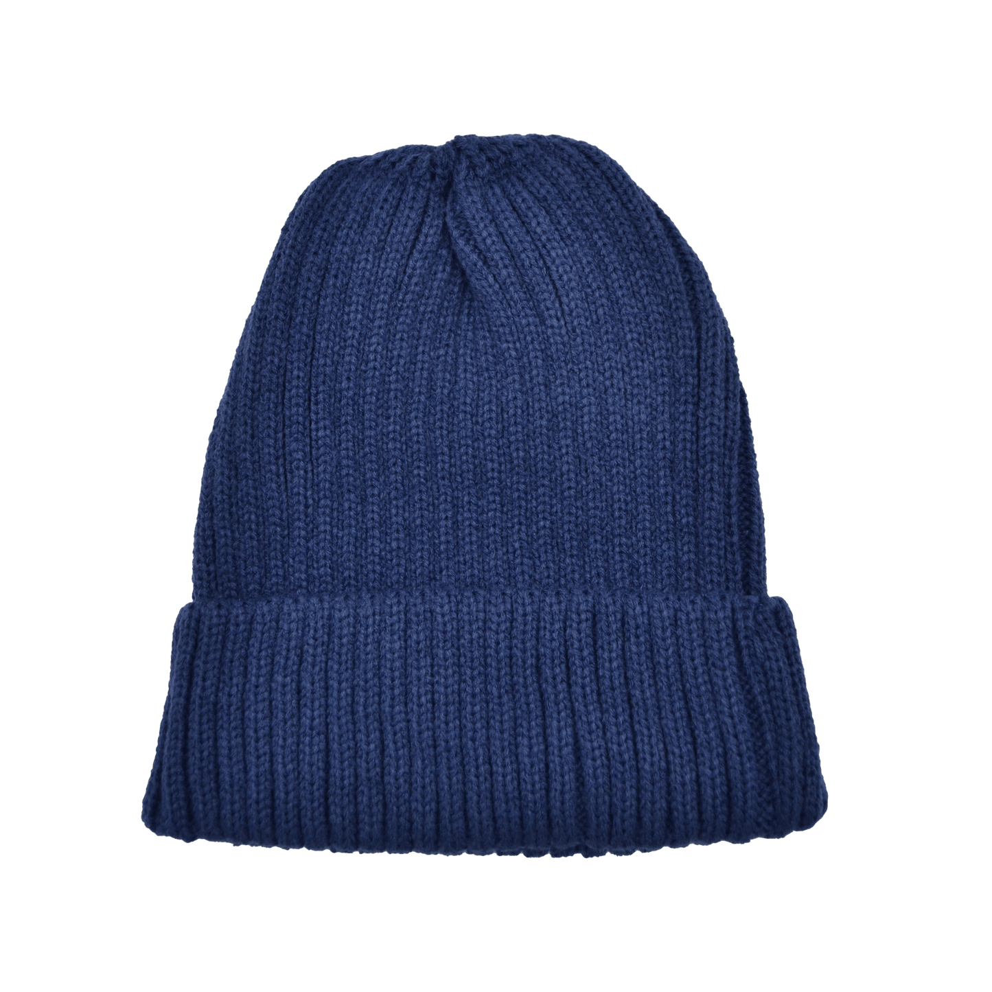 Knitted Ribbed Navy Beanie