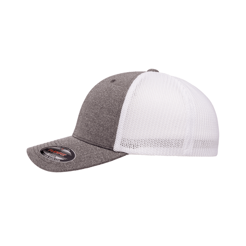 6311-DH/WHT Fitted Trucker Dark Heather and White Melange Cap Fitted