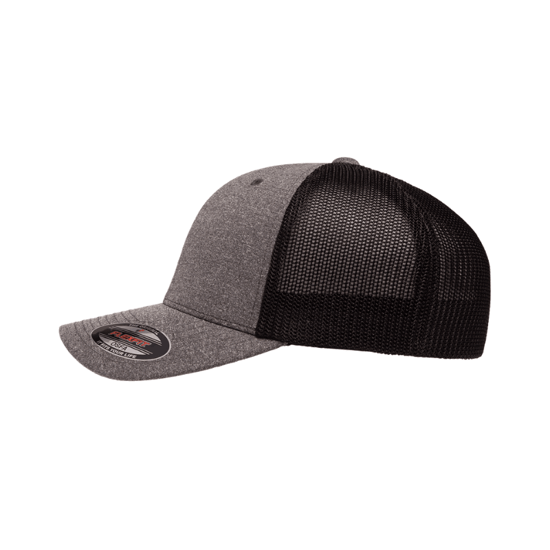 6311-DH/B Fitted Trucker Dark Heather and Melange Black Cap Fitted