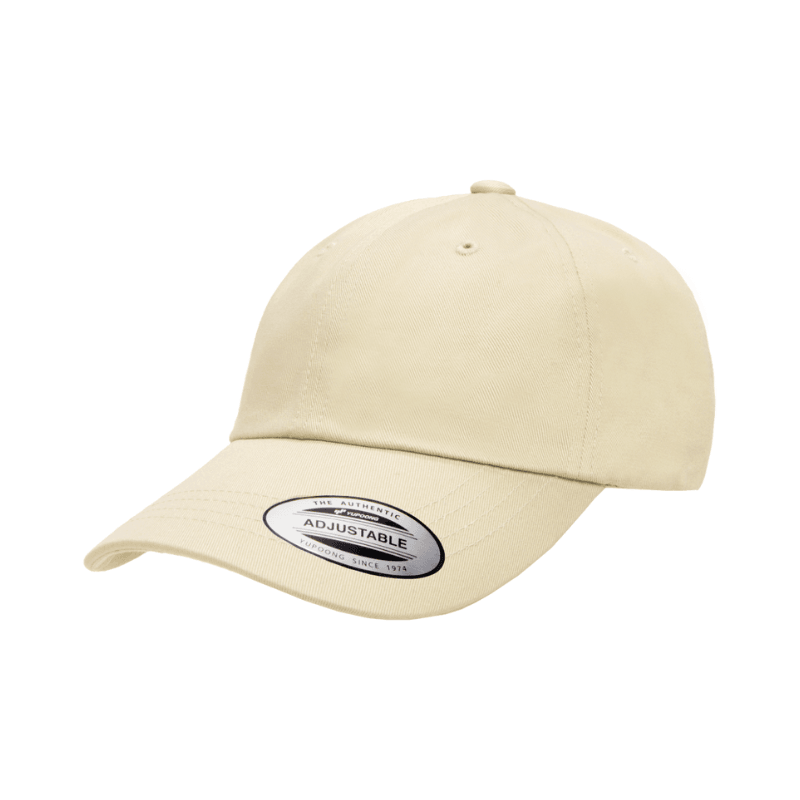 6389-BB-CRM - Cream Retro Unstructured XCAP with Brass Buckle Strap Adjustable Fit