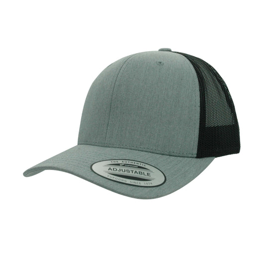 6606T-HG/BLK Retro Trucker Heather Grey & Black Cap Adjustable Fit