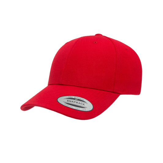 Red Curved Peak Snapback Cap