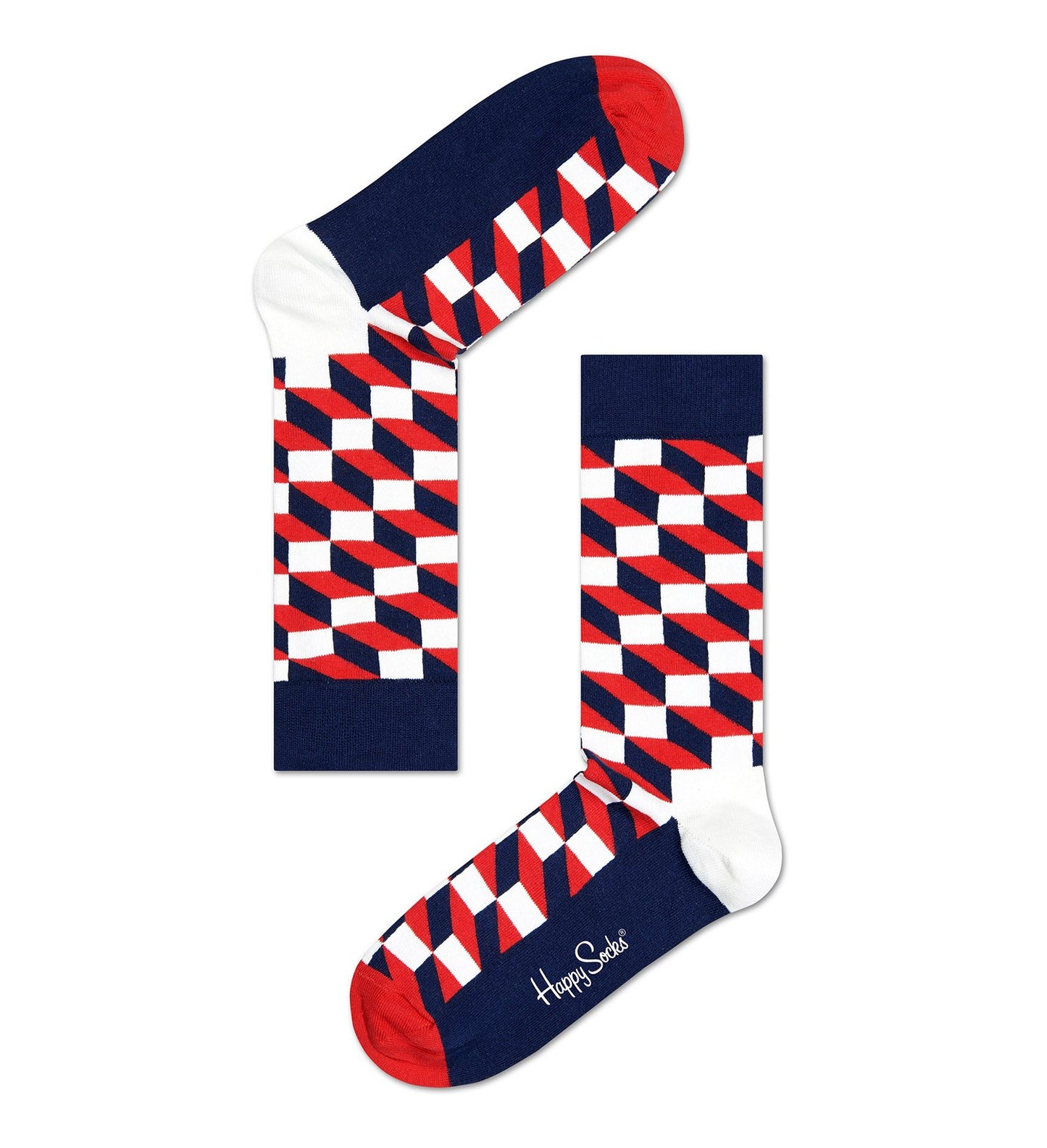 Navy Blue and Red  Filled Optic Adult Sock Size (41-46)