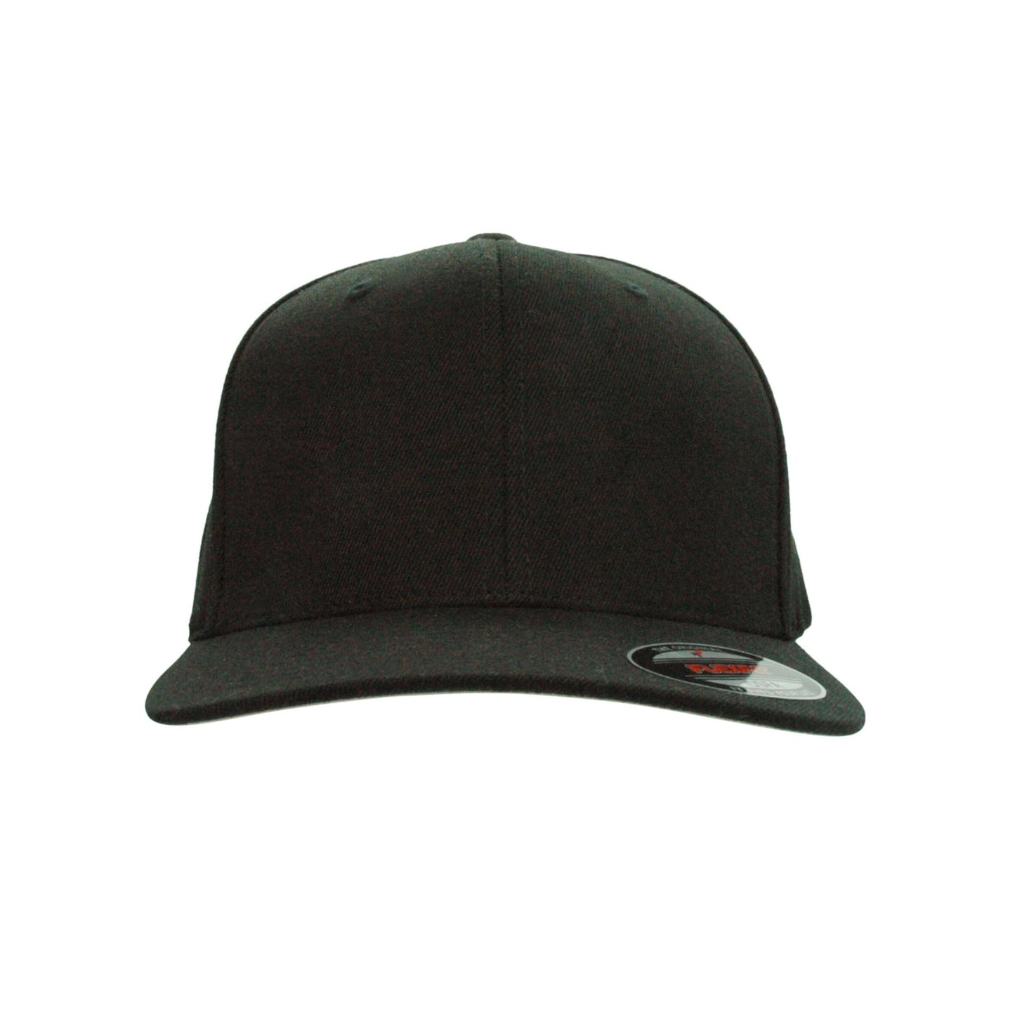 6677-BLK Pro-Style Black Flat Peak Cap Fitted