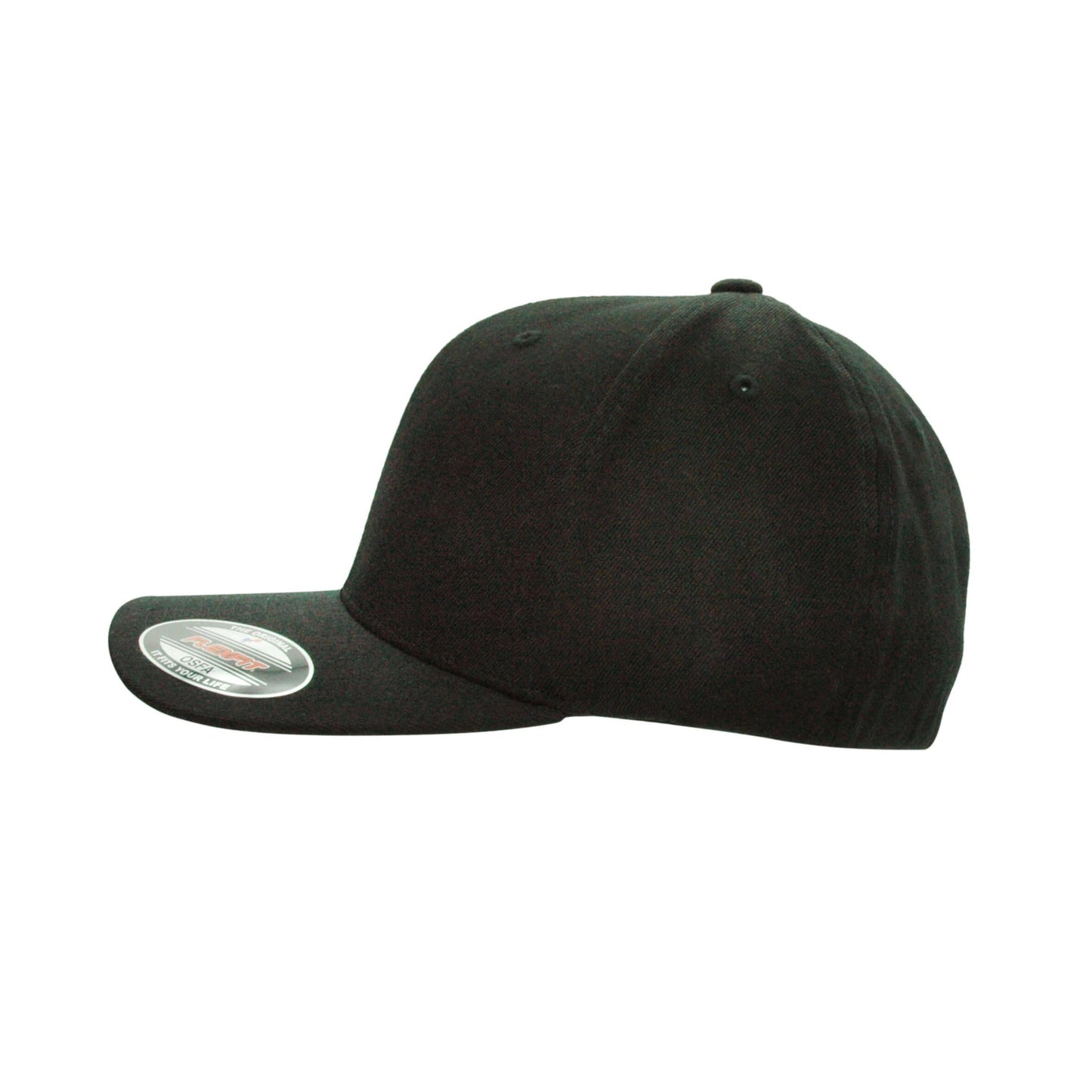 6677-BLK Pro-Style Black Flat Peak Cap Fitted