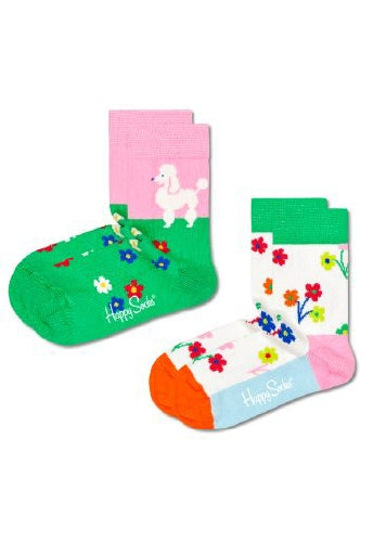 Happy Socks 2-pack Kids Poodle & Flowers Socks (4-6Y)